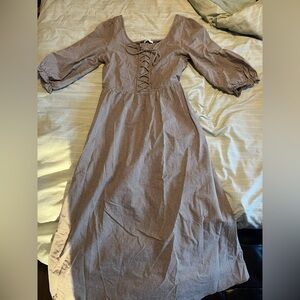 Neuflora Gingham Puff Sleeve Peasant Dress